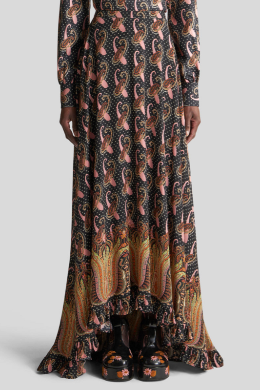 Long Skirt with Braid and Paisley