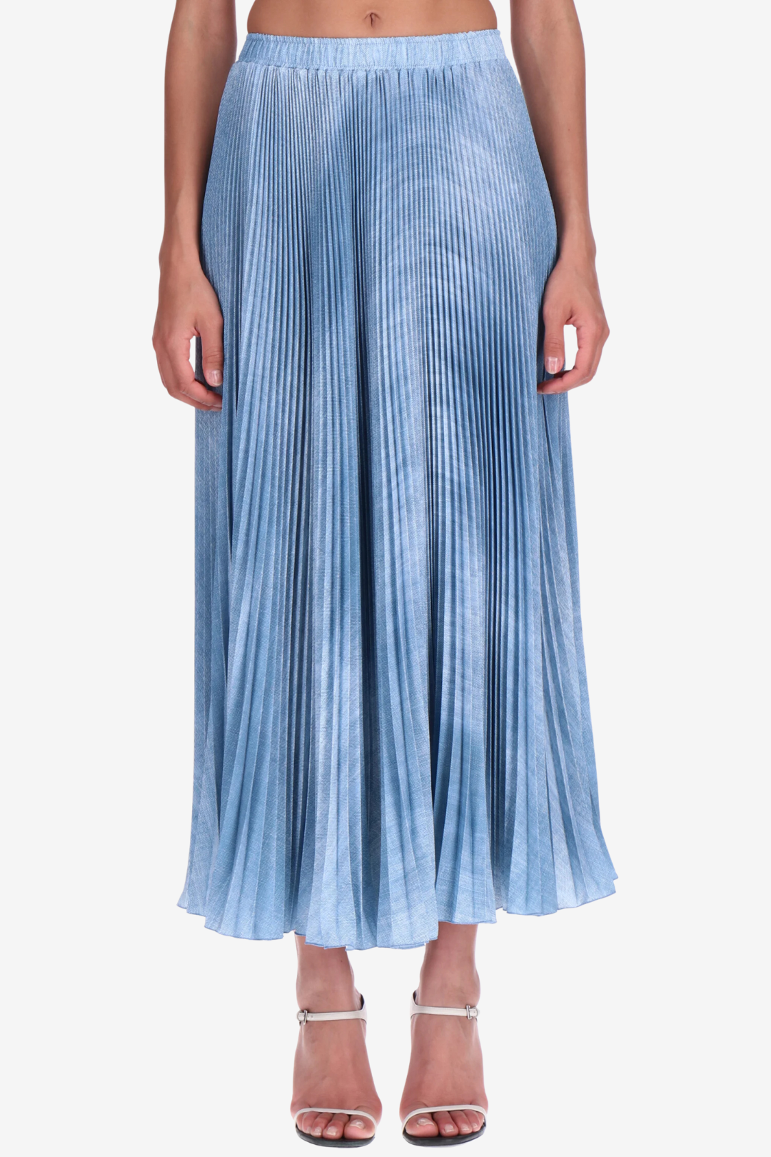 Flowy Pleated Maxi Skirt in Light Blue