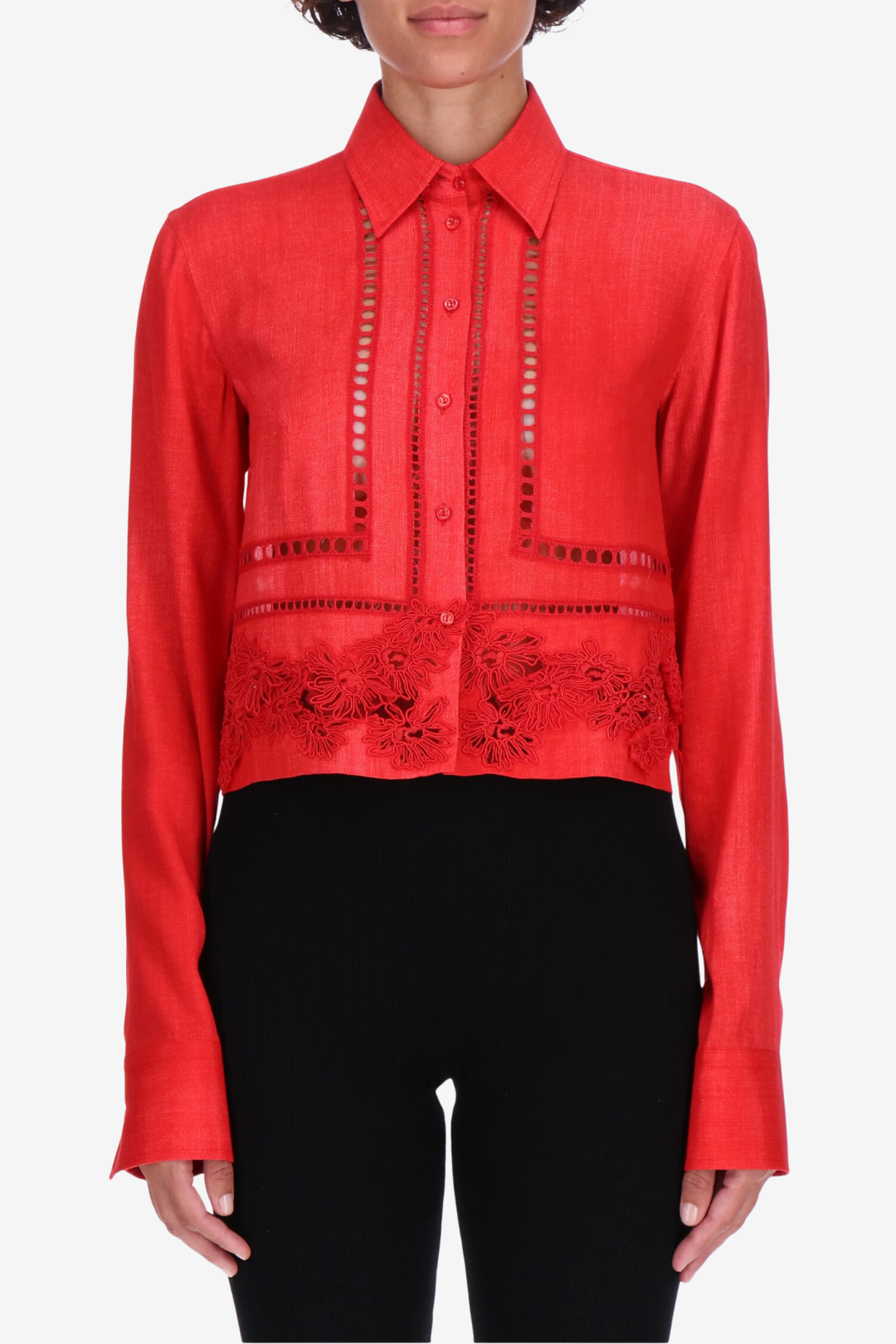 Shirt with Lace Insert Detail