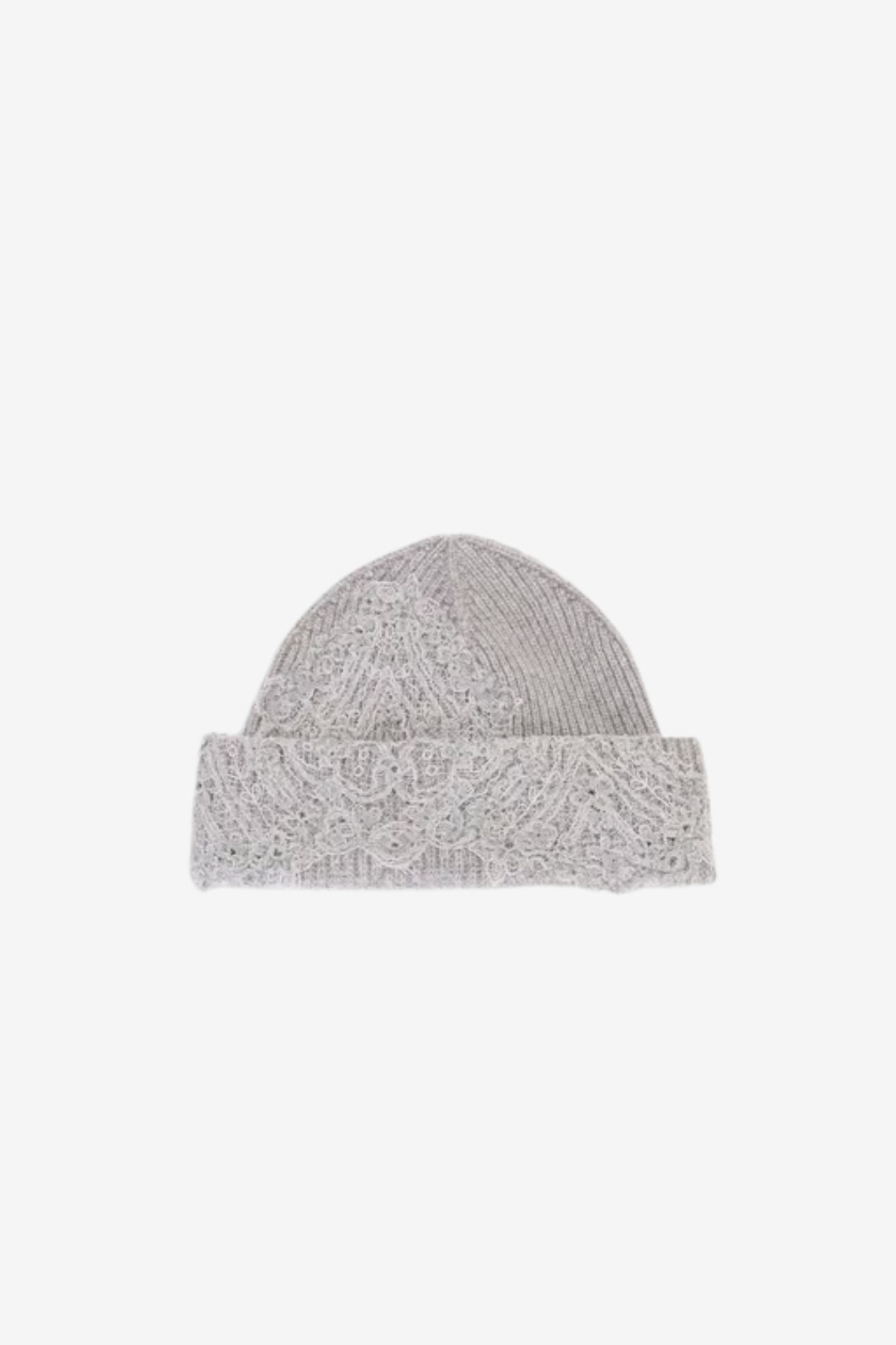 Cashmere Beanie with Delicate Lace Detail