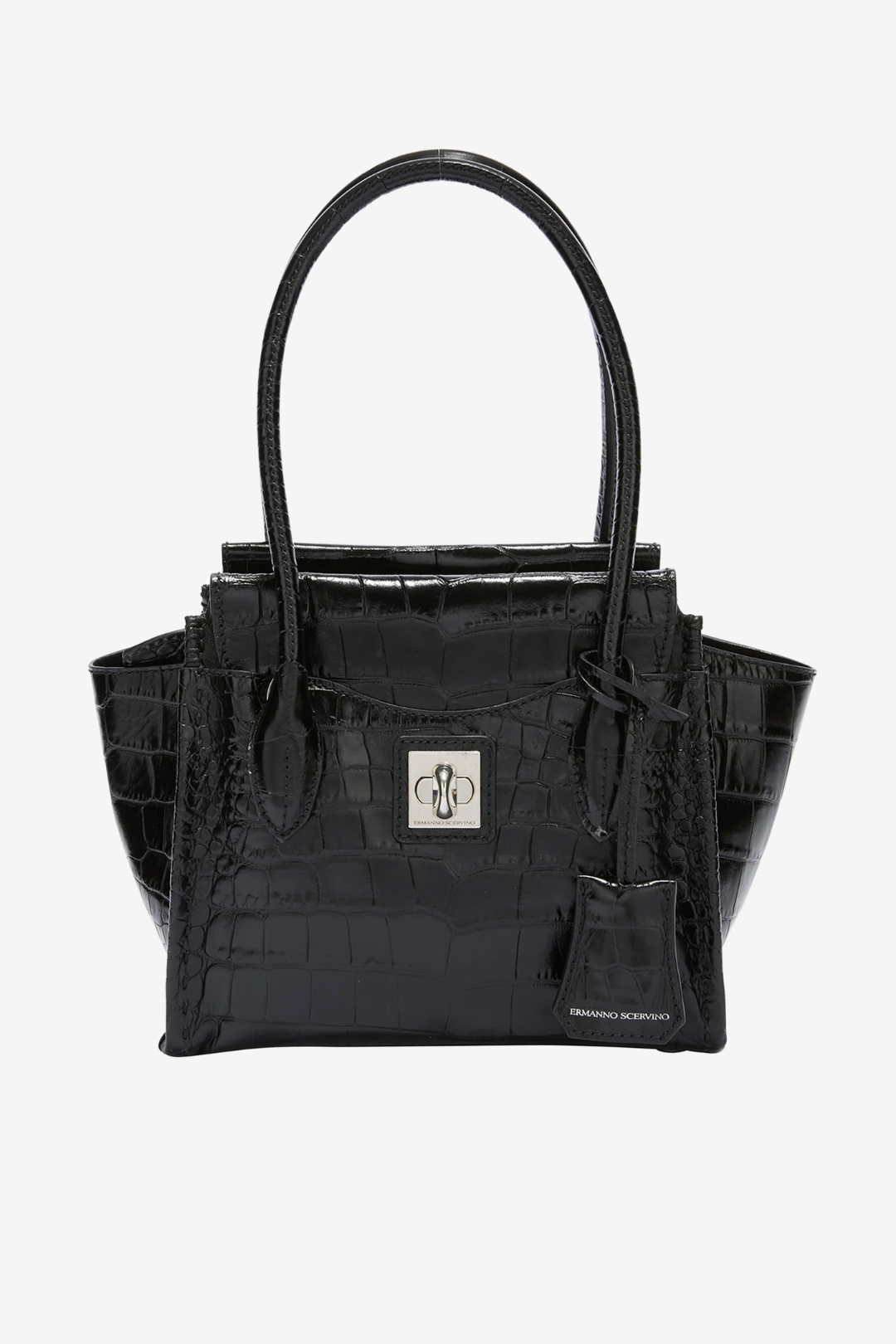 Croc-Embossed Leather Tote Bag