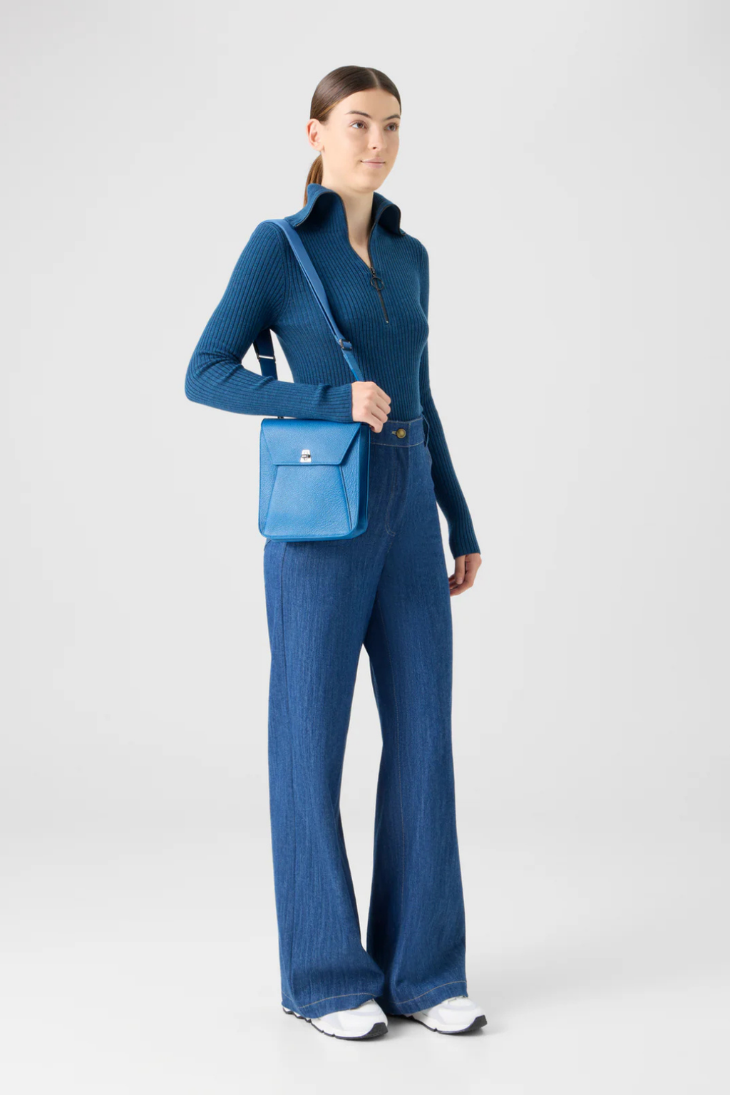 Cooper Straight Wide-Leg Cotton Stretch Denim Pants