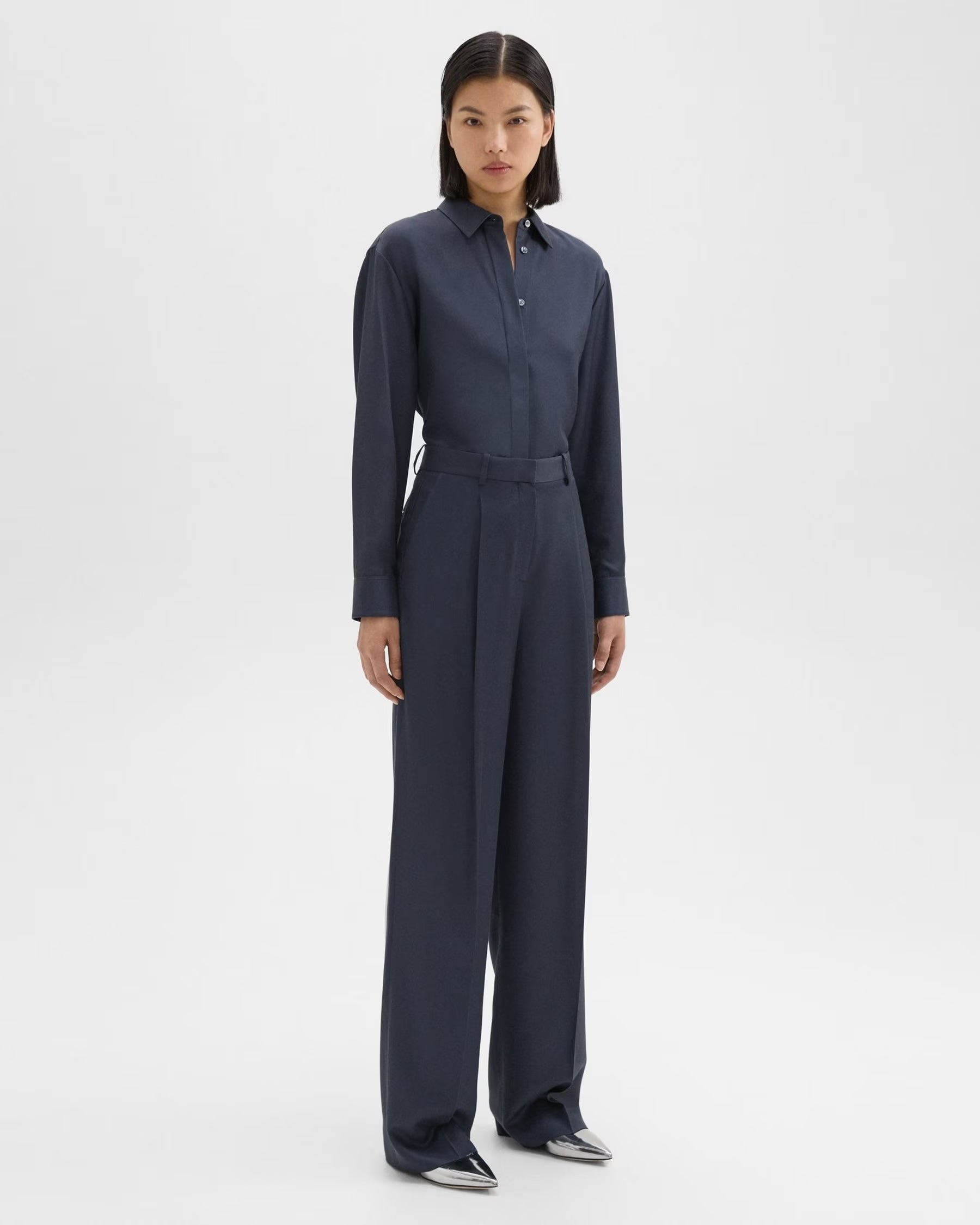 Single-Pleat Pant in Viscose Twill
