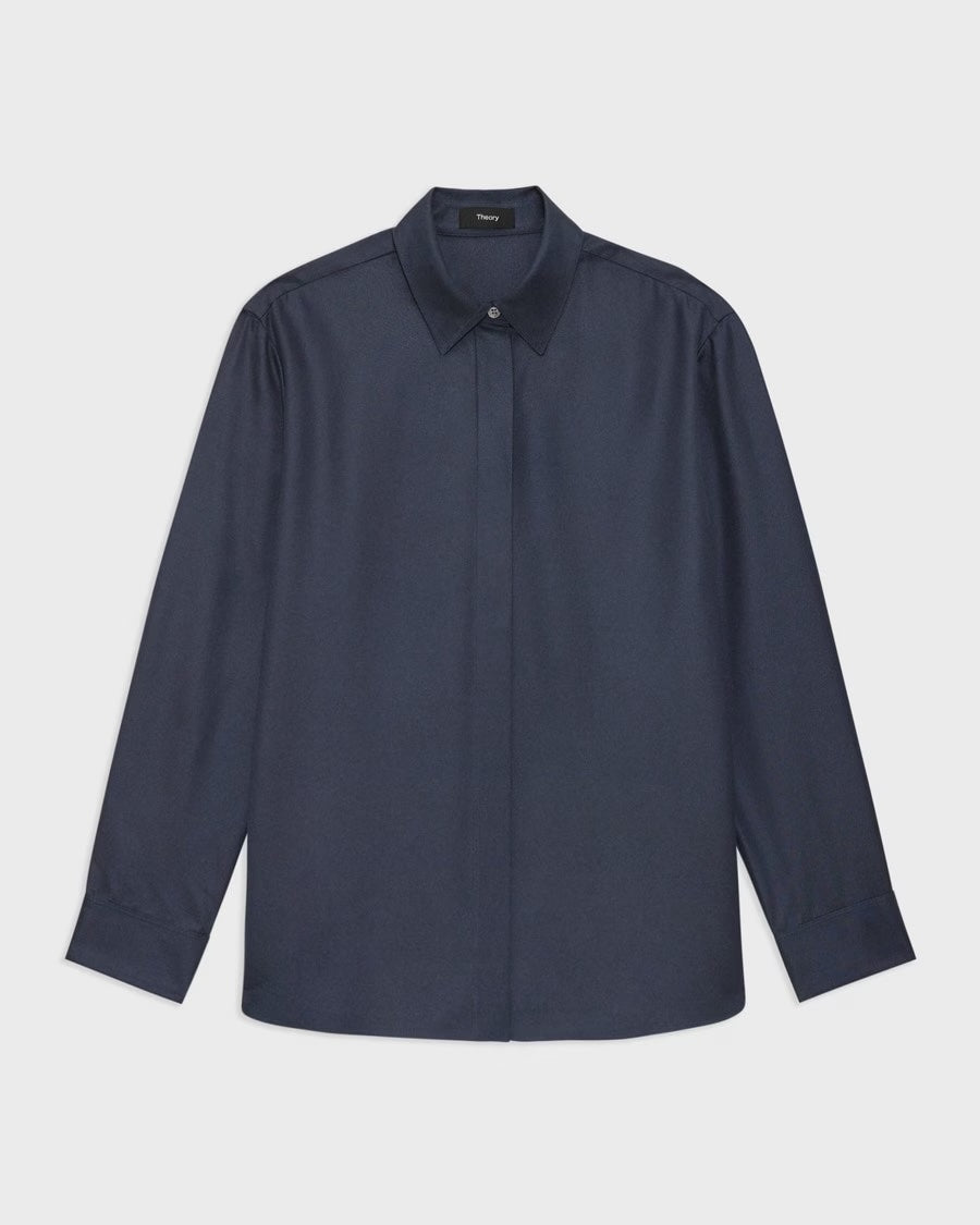 Classic Menswear Shirt in Viscose Twill