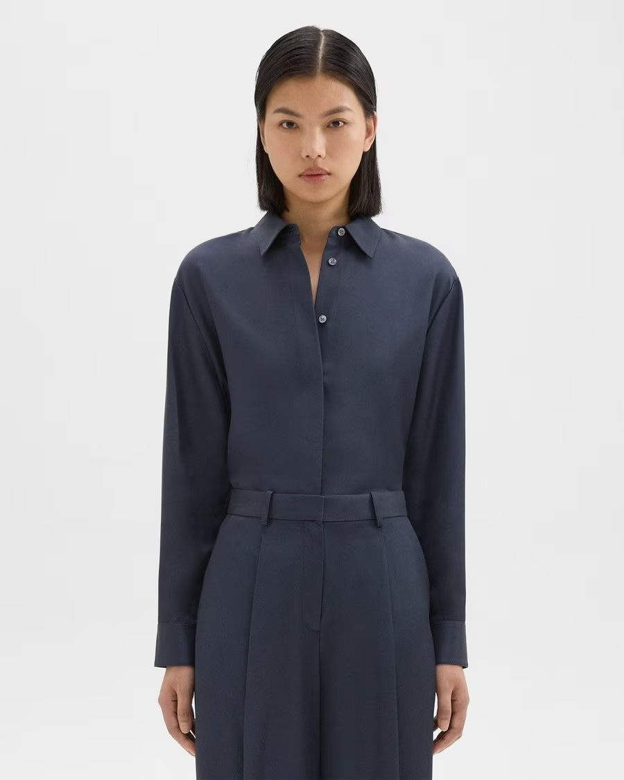 Classic Menswear Shirt in Viscose Twill