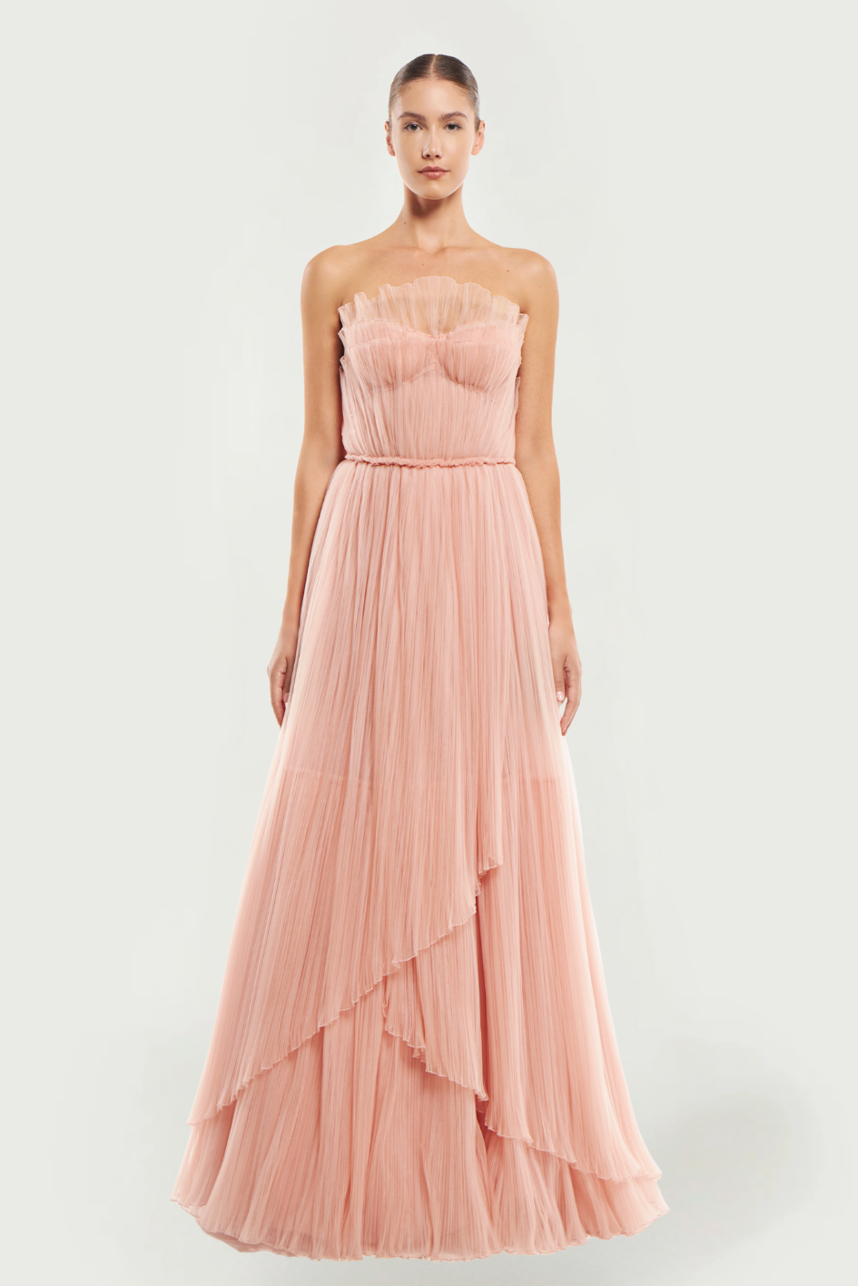 Marinel Plissé Tulle Gown