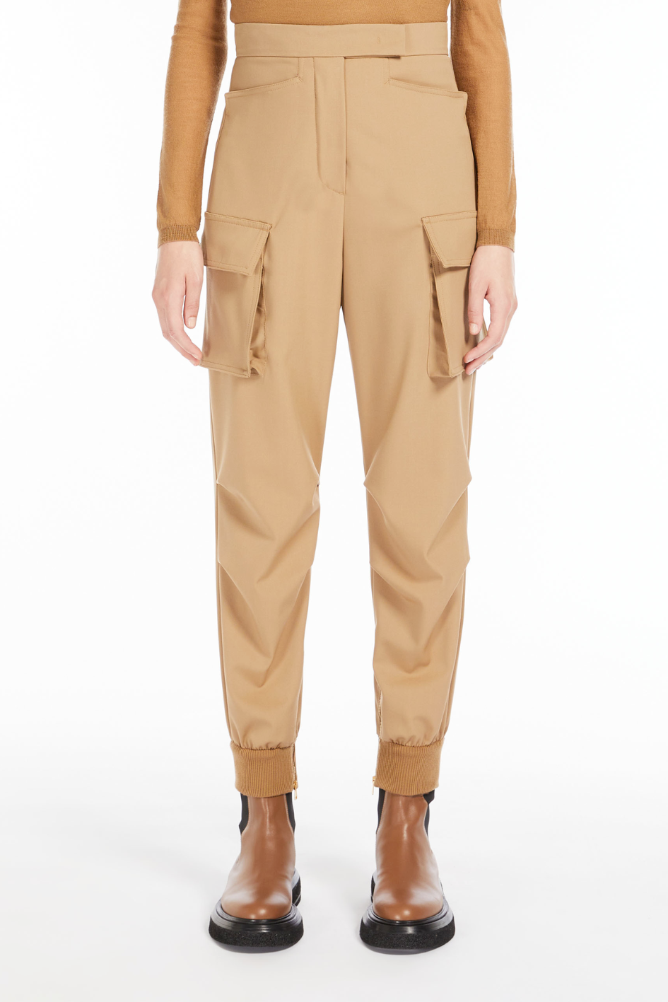 Cargohose aus Wollgabardine