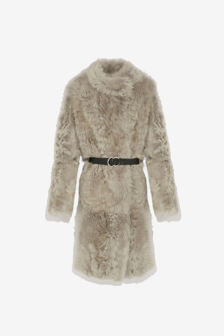 Long lambskin Coat with Wrap Belt