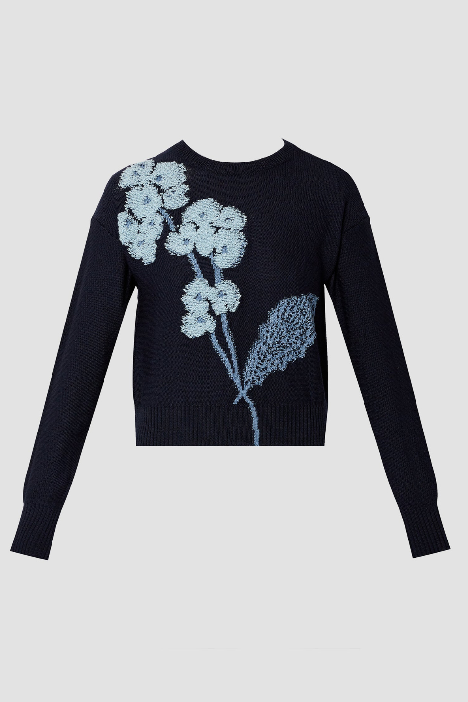 Cropped Jumper with Flower Knit