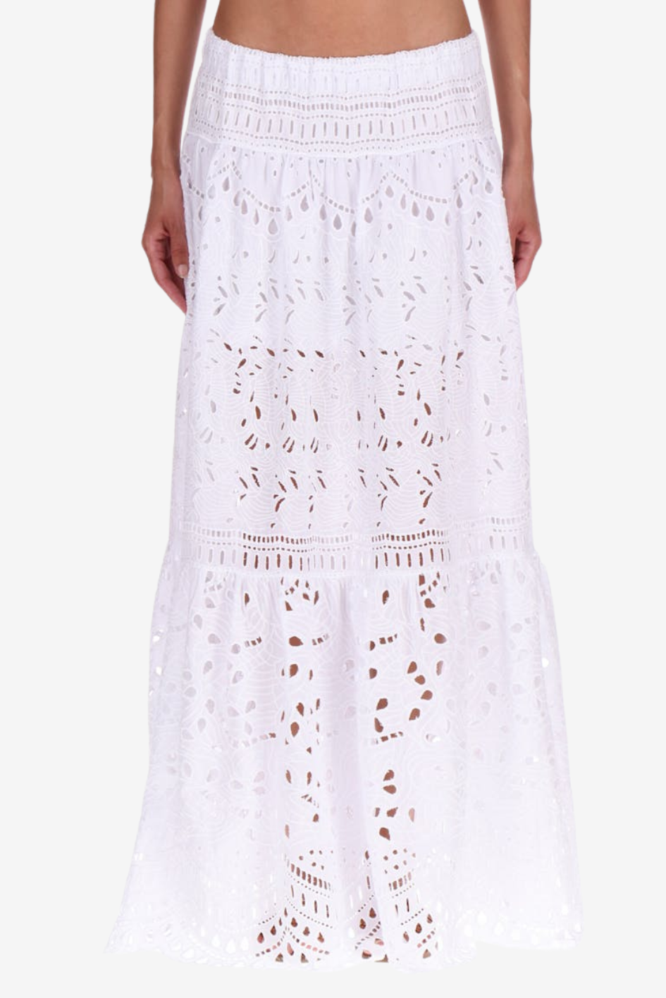 White Embroidered Maxi Skirt