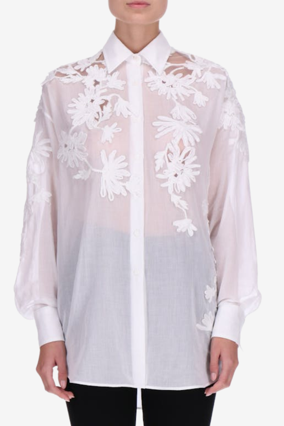 White Blouse with Floral Embroidery