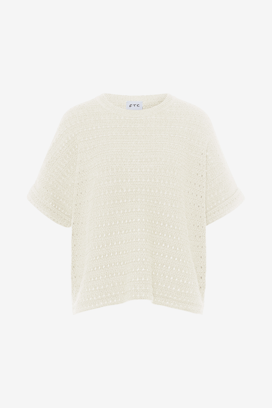 Open-Knit Short-Sleeve Sweater