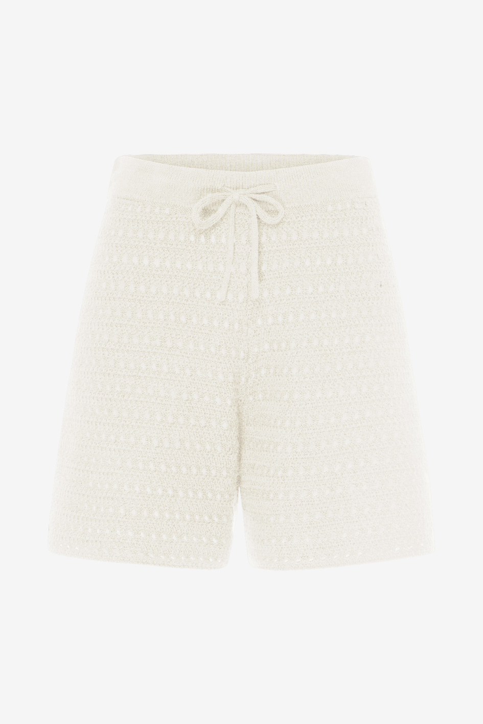 Knitted High-Waisted Shorts in Off-White