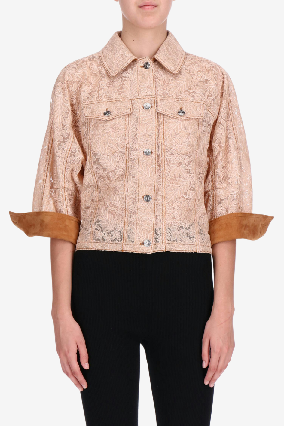 Lace Jacket with Suede Details