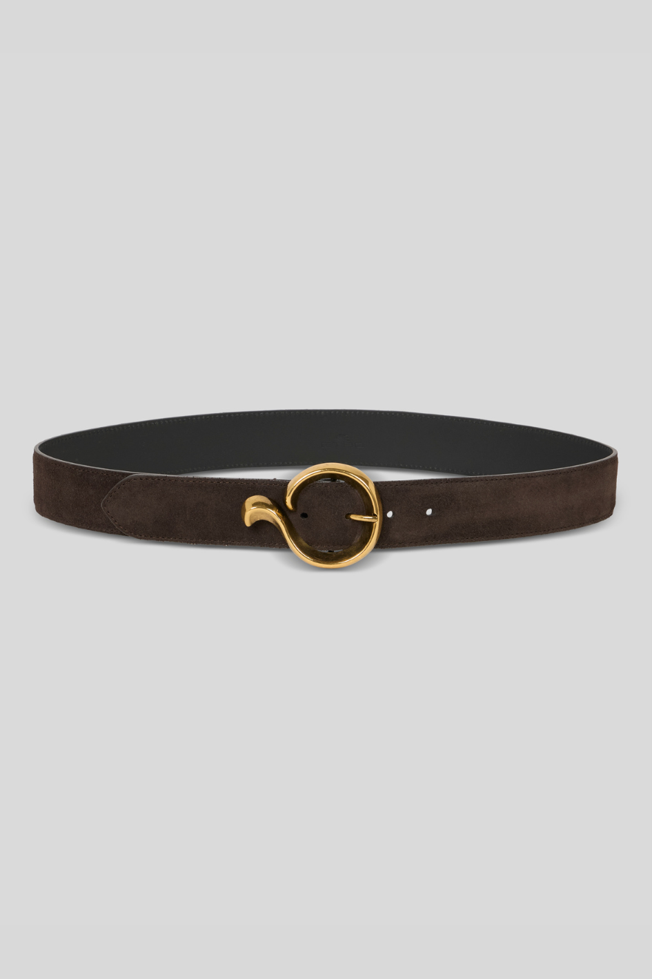 Suede Belt with Sculptural Gold Buckle
