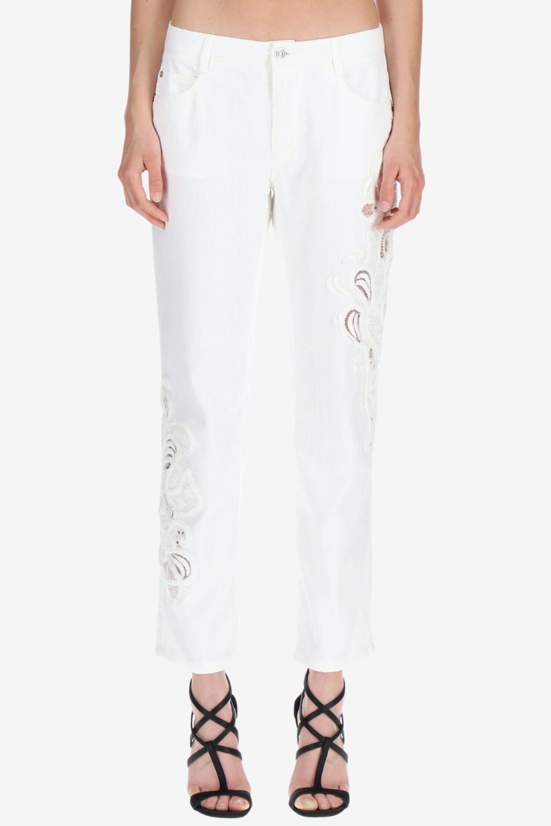 White Jeans with Lace Details