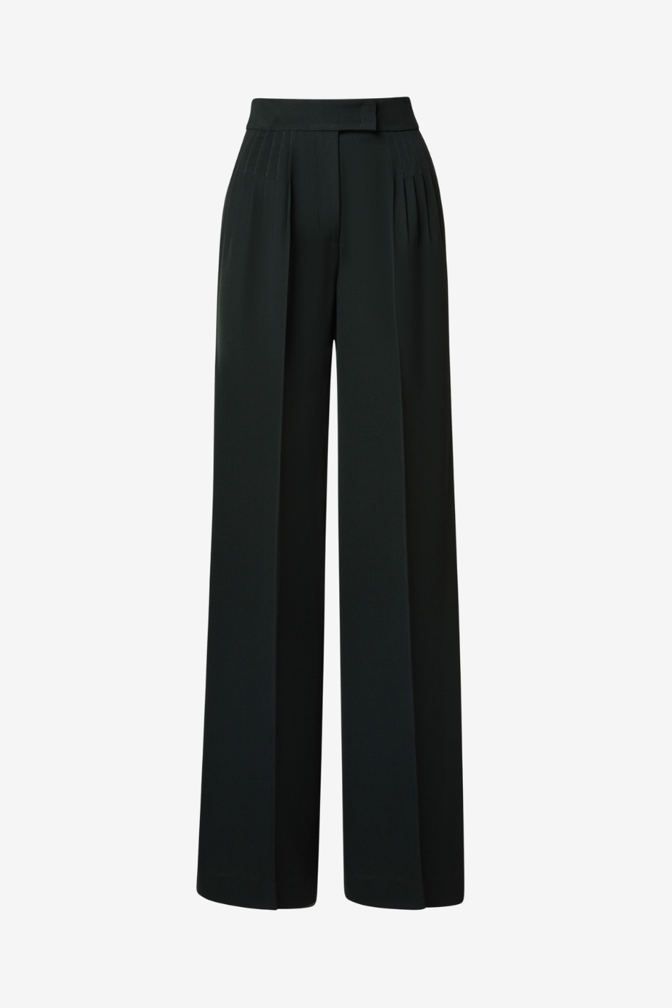 Wool Gabardine wide Leg Trousers with Pleats