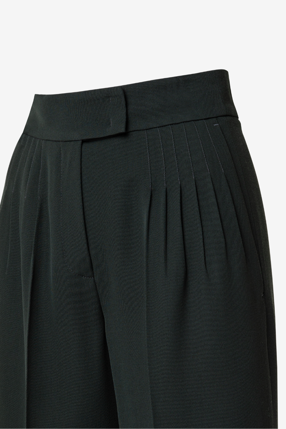 Wool Gabardine wide Leg Trousers with Pleats