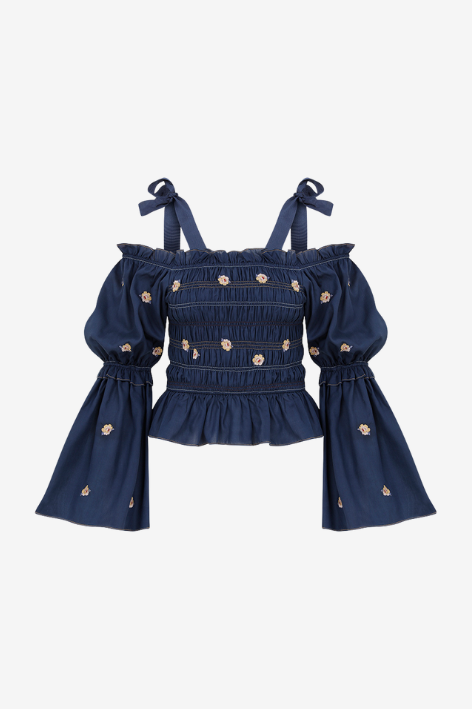 Top mit Blumenstickereien