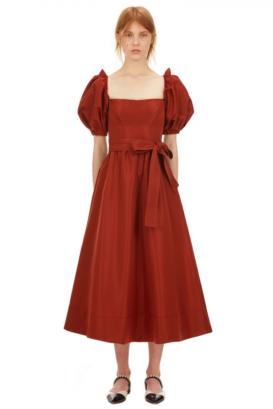 Rust Taffeta Midi Dress