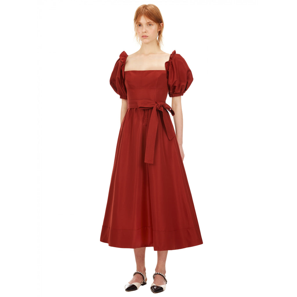 Rust Taffeta Midi Dress