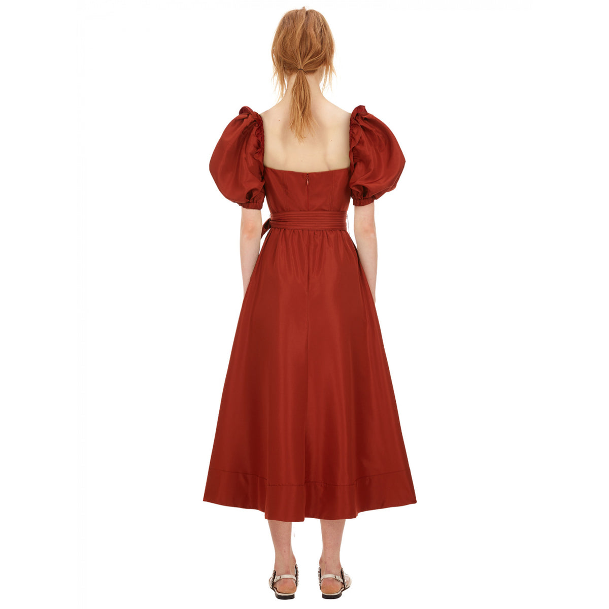 Rust Taffeta Midi Dress