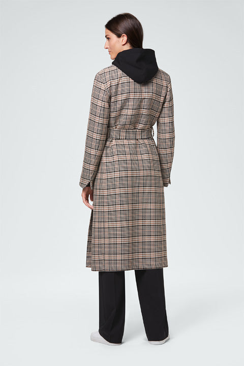 Mantel in Check-Optik in Cognac-Braun-Schwarz