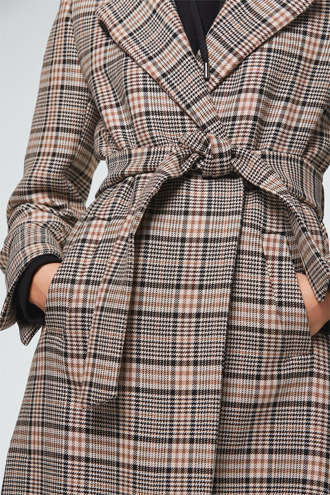 Mantel in Check-Optik in Cognac-Braun-Schwarz