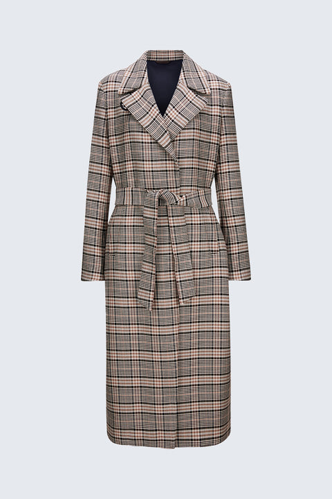 Mantel in Check-Optik in Cognac-Braun-Schwarz