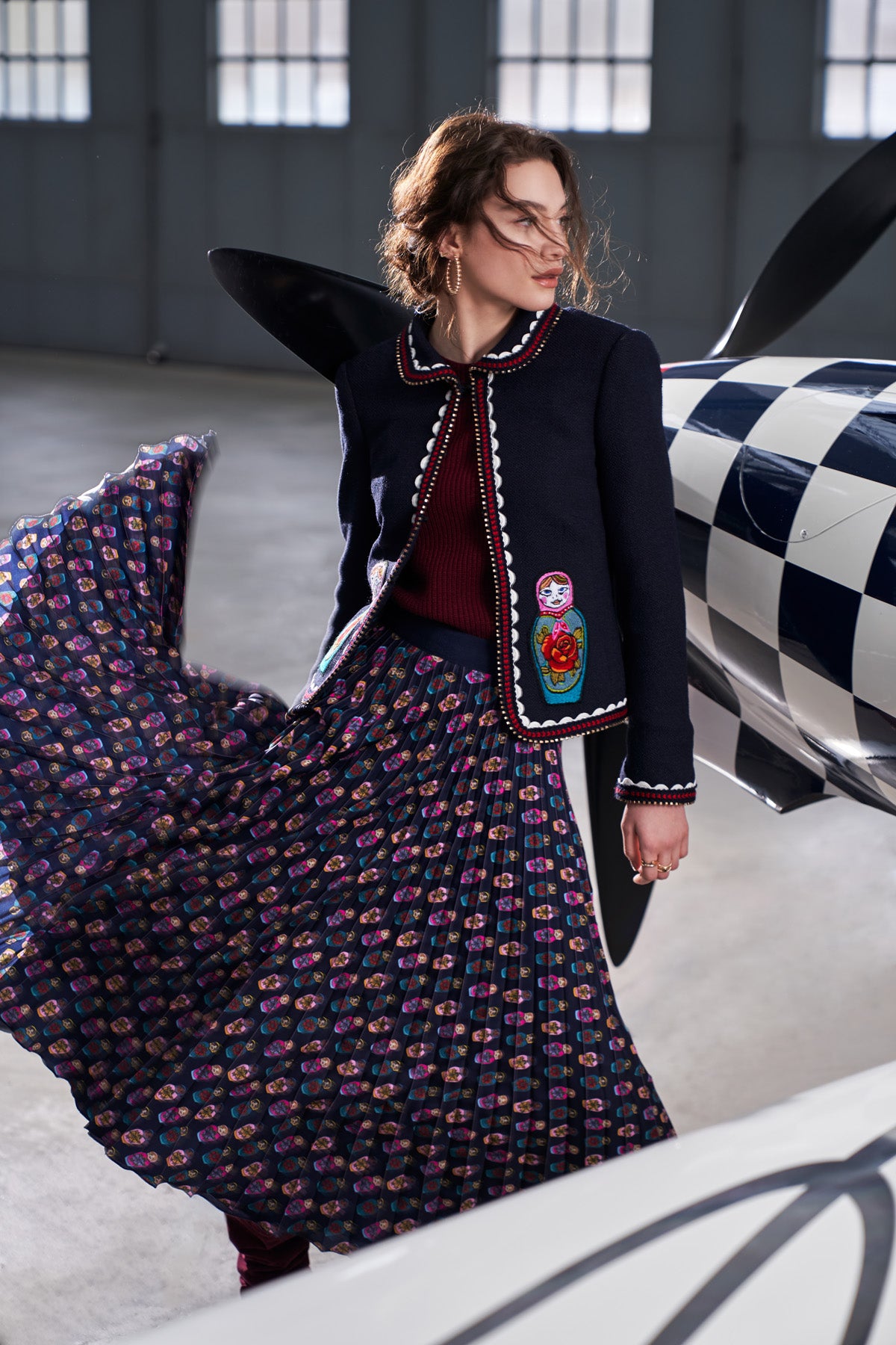 Printed Maxi Plissee Skirt