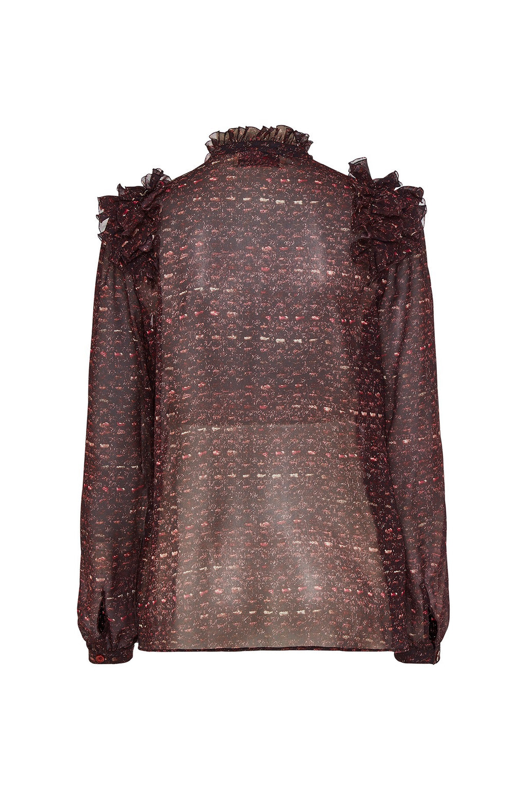 Long Sleeve Printed Blouse With Ruffle Details