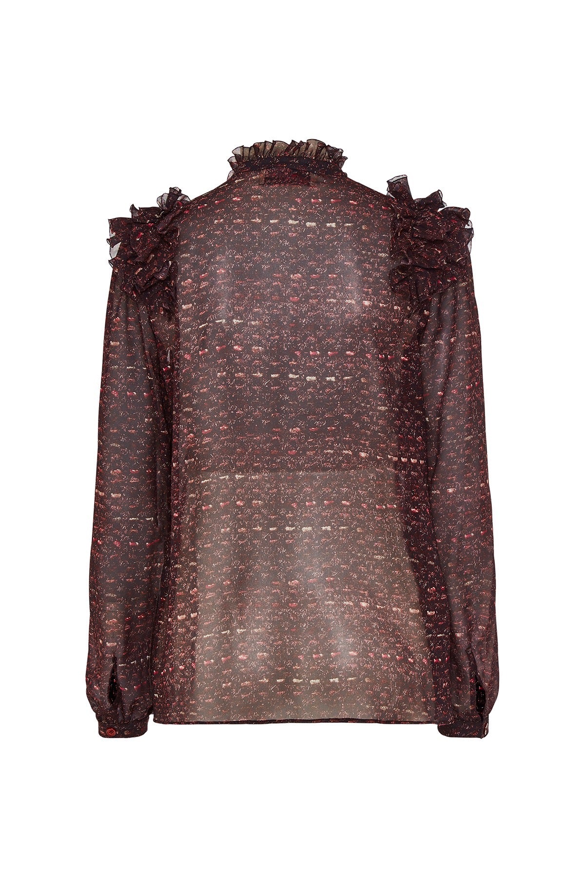 Long Sleeve Printed Blouse With Ruffle Details