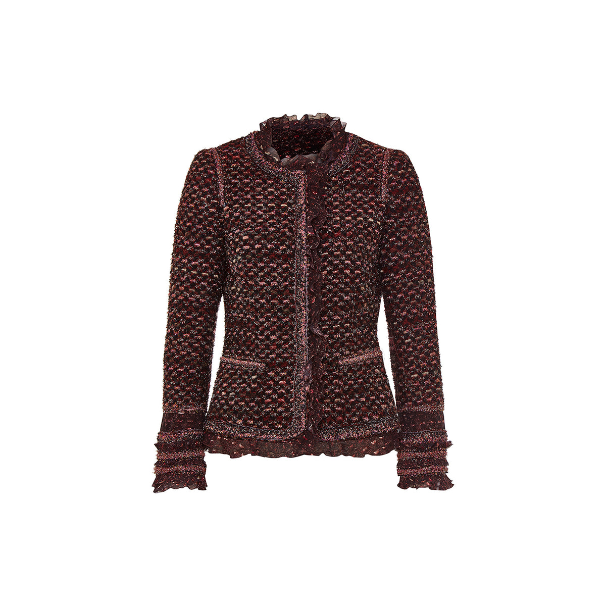 Typical Maison Common Signature Tweed Jacket Bordeaux