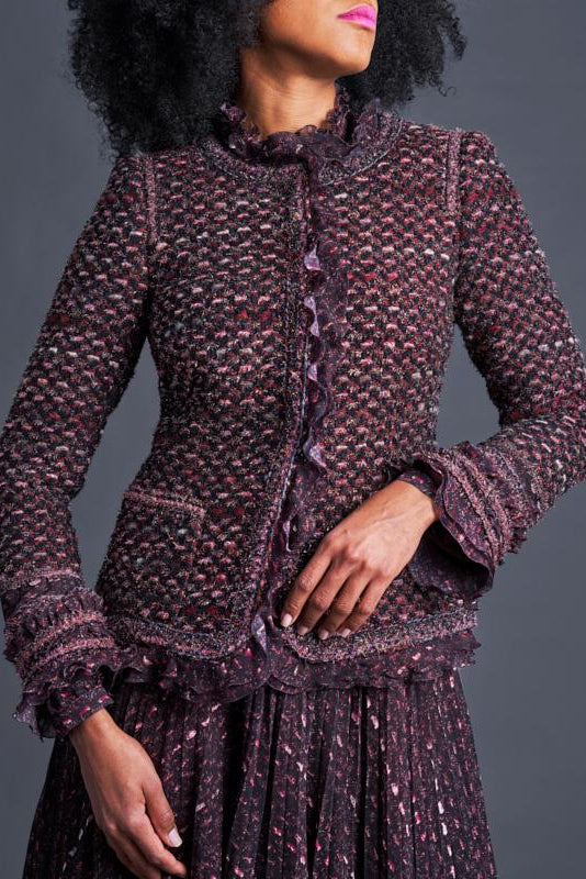 Typical Maison Common Signature Tweed Jacket Bordeaux