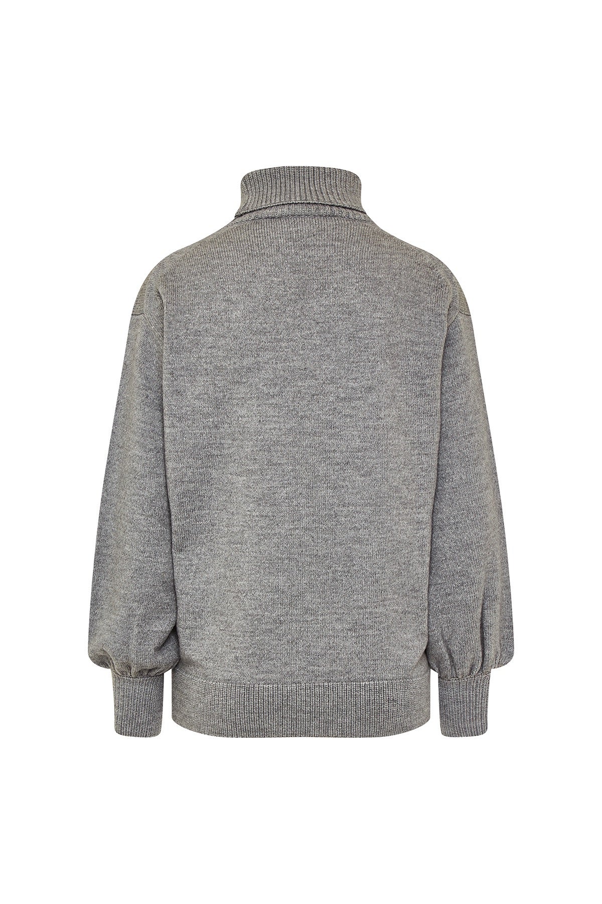 Tone In Tone Embroidered Knit Sweater Grey