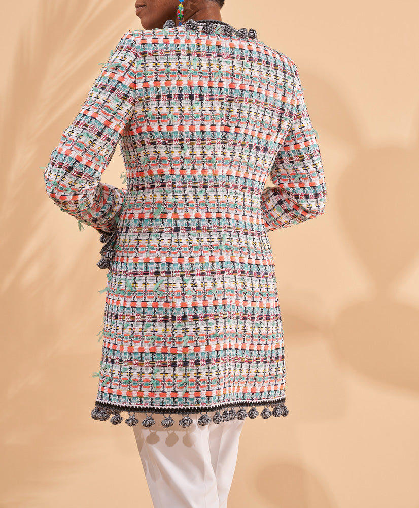 Typical Maison Common Signature Tweed Long Jacket With Print