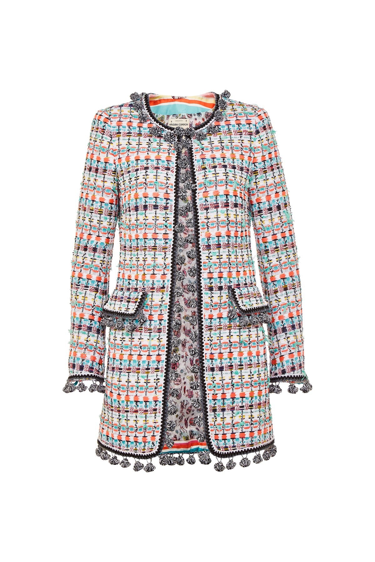 Typical Maison Common Signature Tweed Long Jacket With Print