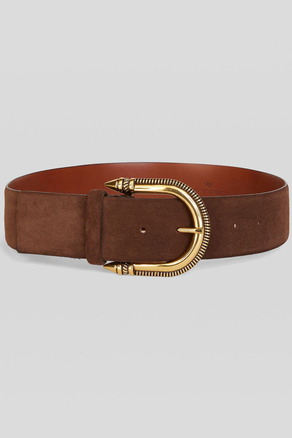 Velours Leather Belt with Gold Buckle