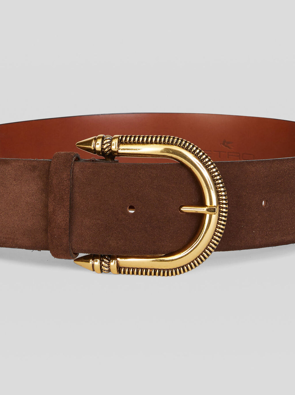 Velours Leather Belt with Gold Buckle