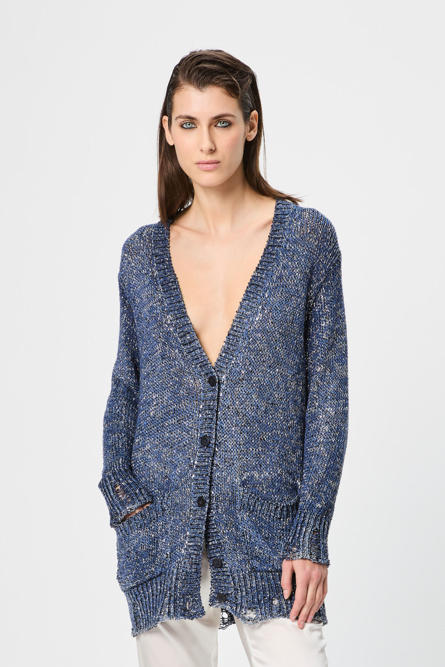 Metallic V-Neck Cardigan