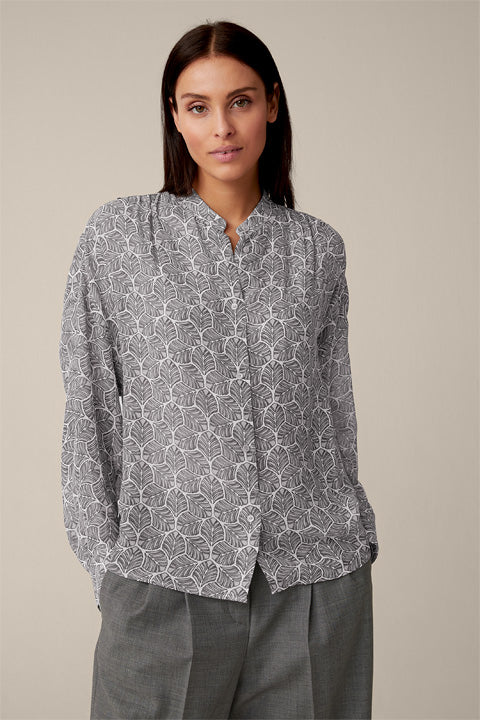 Satin Blouse with Leaf Print