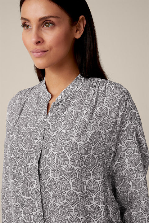 Satin Blouse with Leaf Print