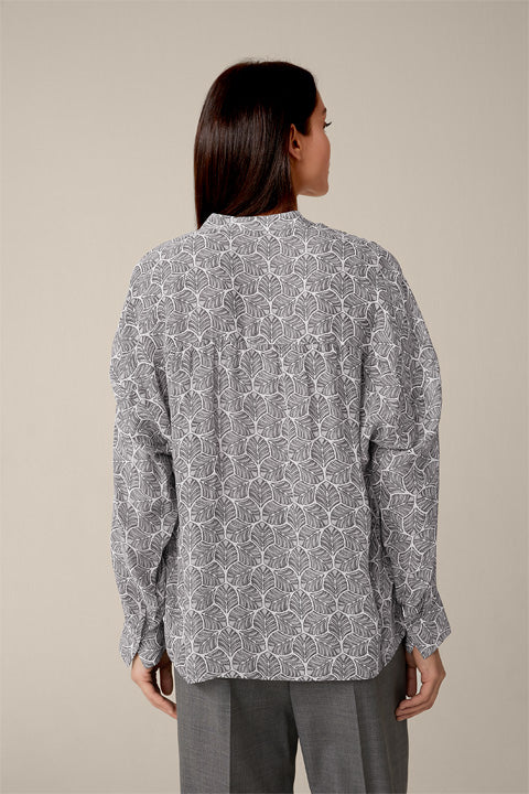 Satin Blouse with Leaf Print