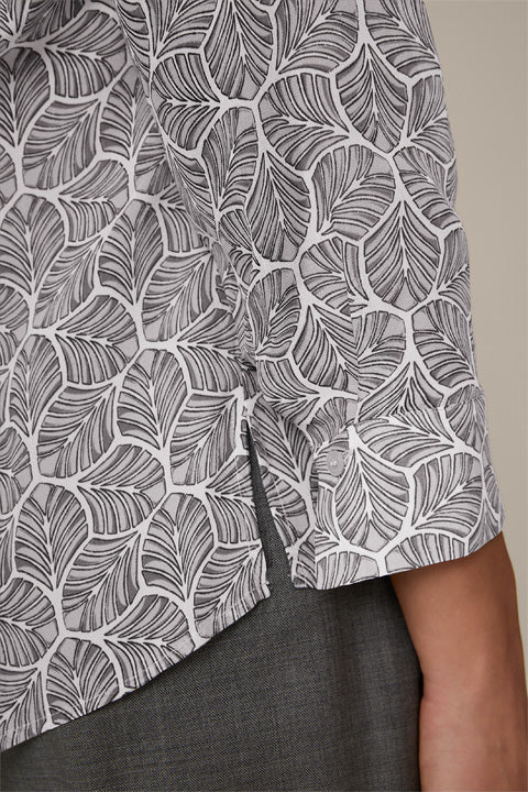 Satin Blouse with Leaf Print