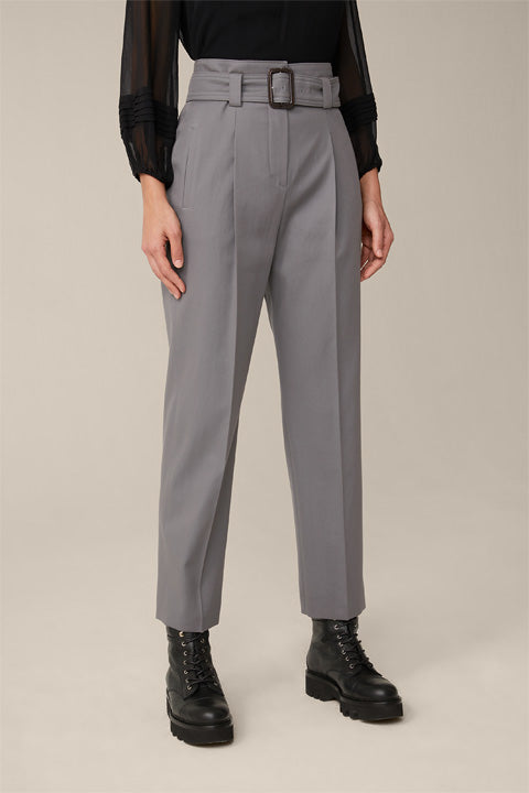 Baumwoll-Gabardine-Paperbag-Hose mit Gürtel