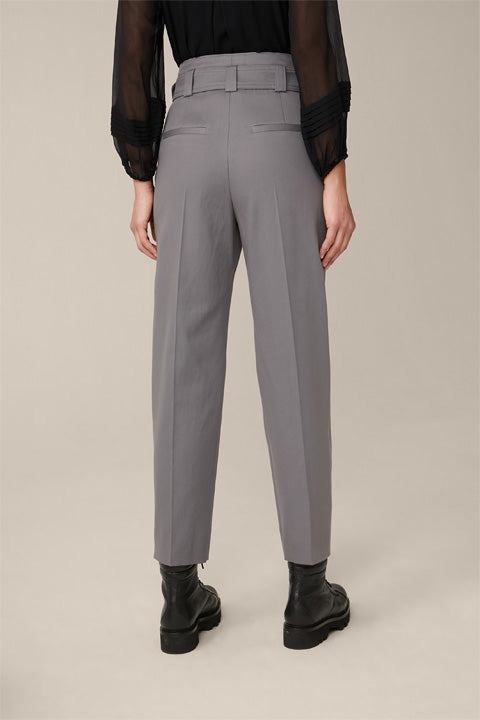 Baumwoll-Gabardine-Paperbag-Hose mit Gürtel