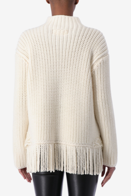 Fringe and Lace Detail Sweater
