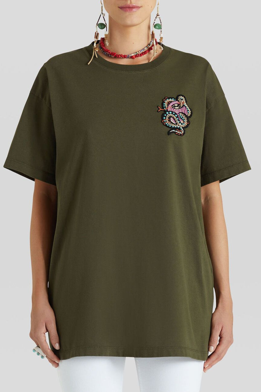 Cotton T-Shirt with Embroidery Detail