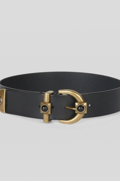 Stone Detail Leather Belt