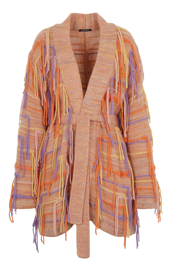 Fringe Cardigan Orange
